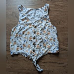 100% Cotton American Eagle Outfitters Floral Button Tank Top